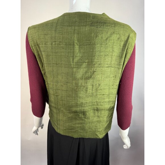 Vintage Other Destinations Hand-Beaded Silk Vest With Floral Embroidery & Rayon - Picture 15 of 16